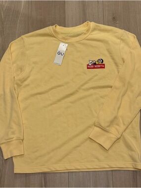 GU Doraemon Nobita Nobi Sweatshirt Yellow Crewneck Long Sleeve